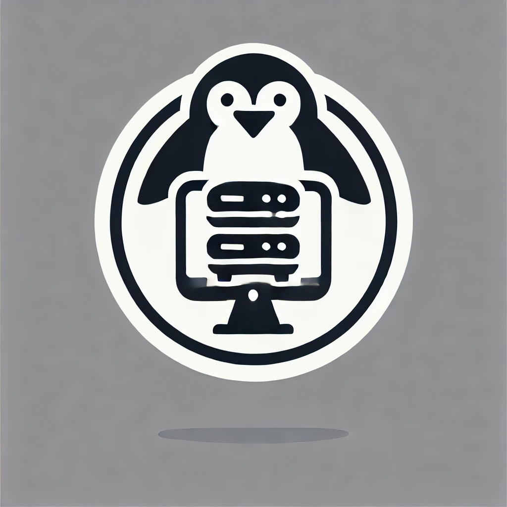 DALL·E 2025-02-23 22.26.33 - A minimalist icon featuring a penguin with a server or a desktop PC, symbolizing the technical foundation. The design should be clean and modern, usin